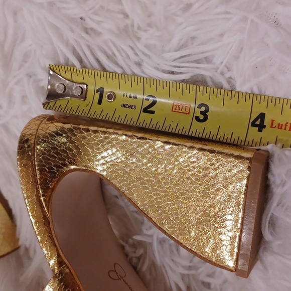 Jessica Simpson Diza Metallic Gold Snakeprint Platform Sandals SZ 9.5 NEW - Picture 14 of 16